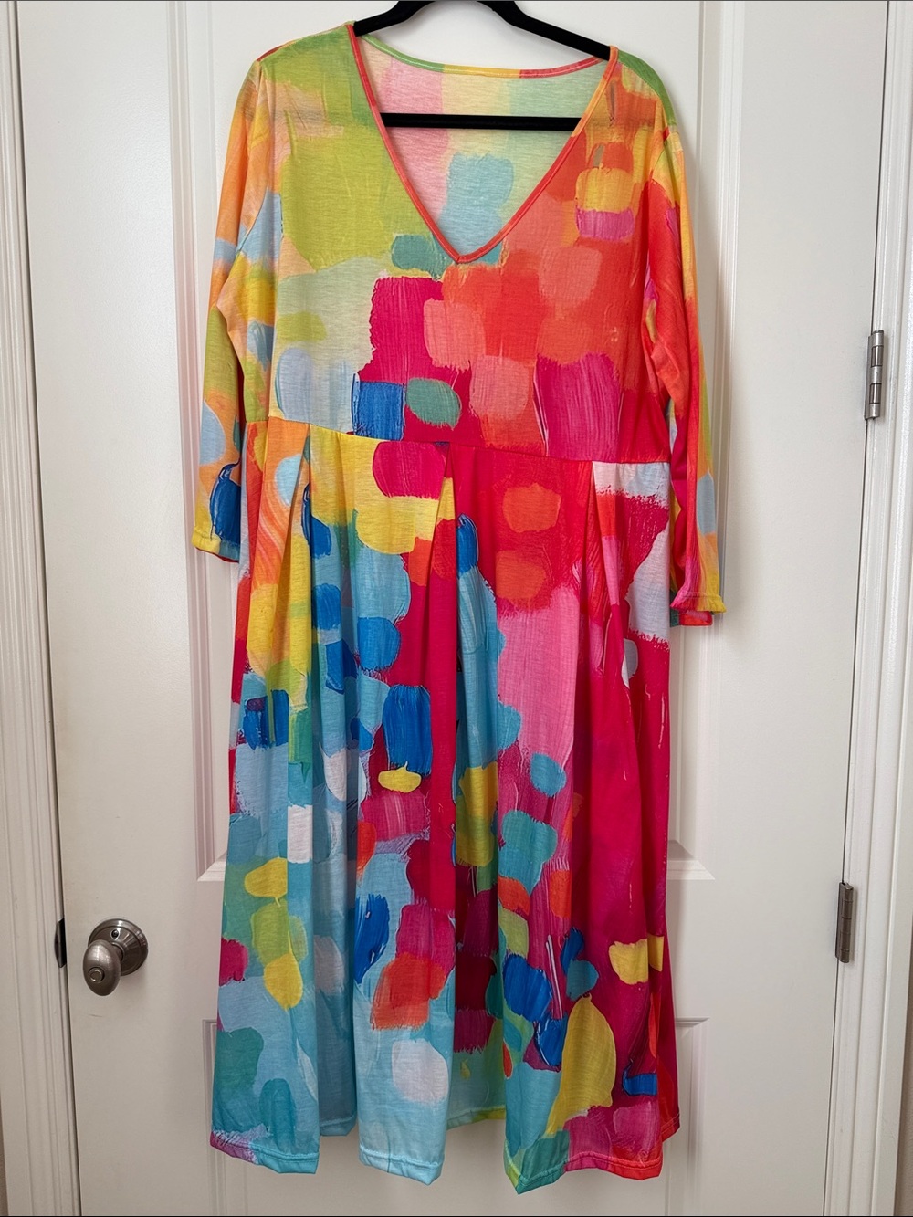 Colorful Abstract Midi Dress - Multi